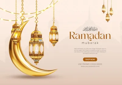 Free PSD | 3d ramadan kareem social media banner template with crescent and  islamic lanterns