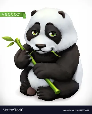 Panda bear cartoon character funny animal 3d icon Vector Image