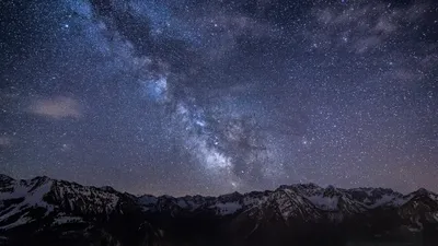 SpashScreen - Широкоформатные обои и заставки на рабочий стол - горы,  ночное звездное небо, Галактика, туманность, звезды, космос, 4К, mountains,  night starry sky, Galaxy, nebula, stars, space, 4K