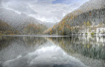 Обои зима, горы, озеро, Абхазия, Рица картинки на рабочий стол, раздел  природа - скачать