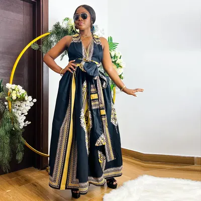Африканские платья для женщин 2023 новые модные платья анкара с v-образным  вырезом традиционное платье макси женское африканское свадебное платье |  AliExpress