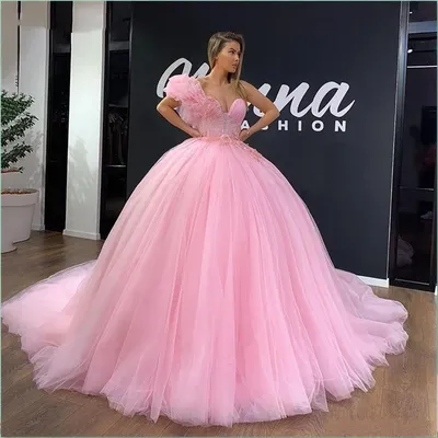 Милое розовое платье для девушек, бальное платье принцессы, бальное платье  с бусинами, Официальные Вечерние платья 2023, Тюлевое Платье на шнуровке  сзади, вечернее платье | AliExpress