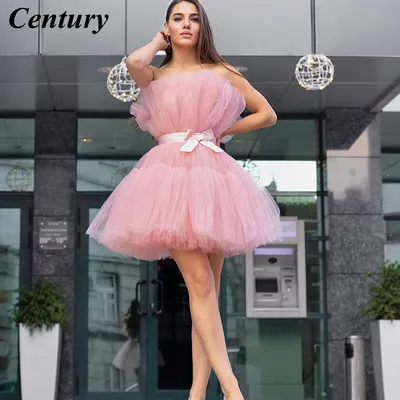 Стильное розовое платье для встречи выпускников, тюлевые трапециевидные  короткие платья для выпускного вечера, плиссированные строгие платья,  Короткие мини платья для выпускного вечера, индивидуальный пошив |  AliExpress