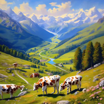 Альпийские коровы пасутся на великолепных альпийских лугах Стоковое Фото -  изображение насчитывающей лужки, свеже: 139260950