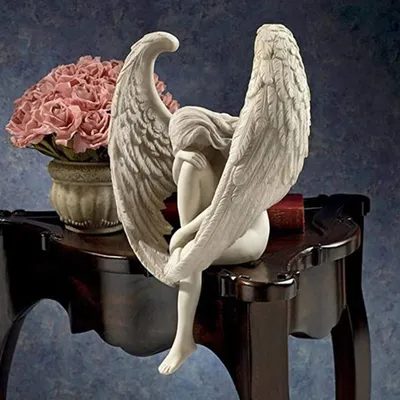 Статуя Сидящего ангела с длинными крыльями из смолы, ужасная фигурка,  памятные статуи кладбища, Плачущие садовые уличные украшения - купить по  выгодной цене | AliExpress