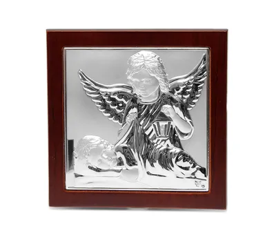 Икона Ангела Хранителя 14х14см в серебре в деревяной рамке купить в Украине  – [ID товара] | Интернет магазин Silver Icons