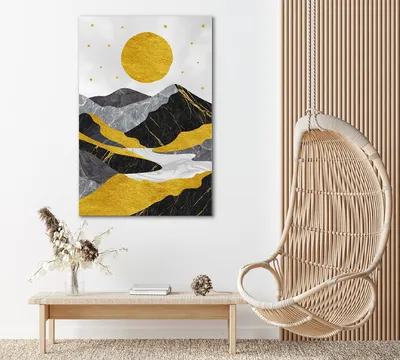 Картина интерьерная на холсте \"Солнце над горной рекой\" - купить по  выгодной цене | Poly Print Art