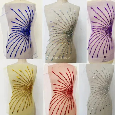 Потрясающая аппликация на платье ручной работы со стразами и бисером -  OneYard