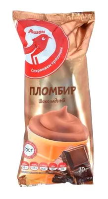 Мороженое АШАН Красная птица пломбир шоколадный 70 г - отзывы покупателей  на Мегамаркет