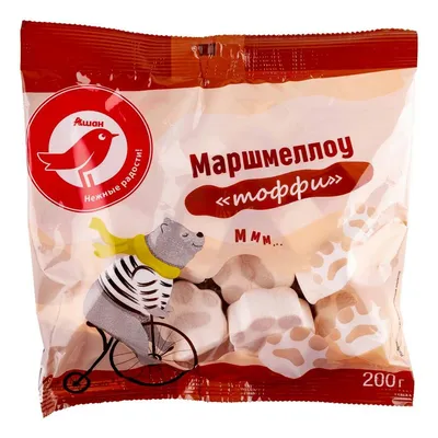 Маршмеллоу АШАН Красная птица со вкусом тоффи 200 г - отзывы покупателей на  маркетплейсе Мегамаркет | Артикул: 100036494768