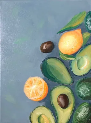 Картина авокадо с лимоном. Натюрморт с фруктами маслом – купить онлайн на  Ярмарке Мастеров – MVCL6RU | Картины, Москва