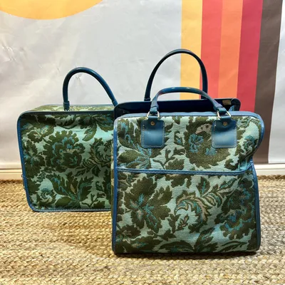 Vintage Mid Century 60s Avon Blue Green Paisley Floral Luggage Bag Carry On  - Etsy