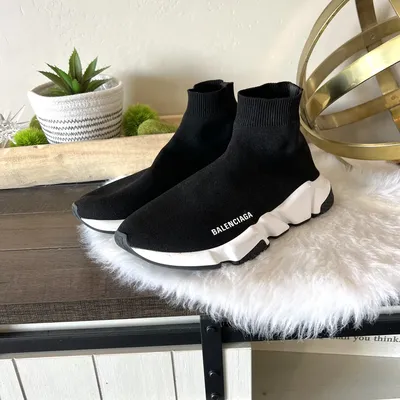 Balenciaga Speed Tennis Shoes Black White Size 9US | eBay