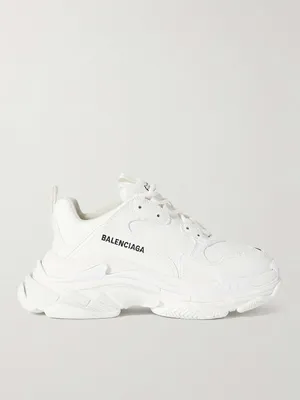 BALENCIAGA Triple S Clear Sole logo-embroidered faux leather and mesh  sneakers | NET-A-PORTER