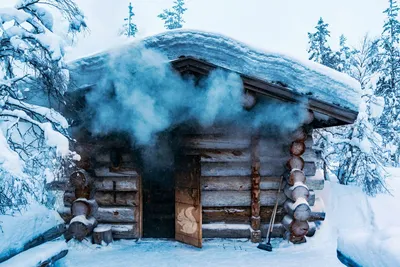 Русская баня зимой - 74 фото