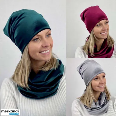 Женская цельная шапка, шарф, теплая вязаная шапка плюс бархатная шапка  (белая)