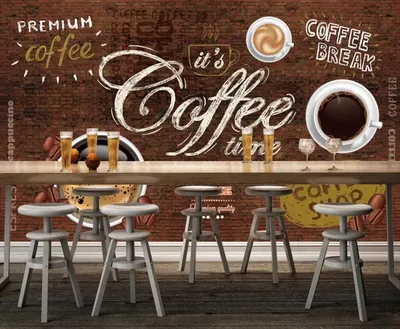 Пользовательские обои для магазина, кофе и кирпича, 3D Ретро фрески для  кафе, ресторана, отеля, фоновая стена, ПВХ обои | AliExpress