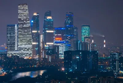 Ночная панорама (HD обои) | Москва-Сити