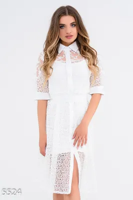 Белое ажурное платье-рубашка на трикотажном подкладе 49026 за 1 121 грн:  купить из коллекции Flawless - issaplus.com