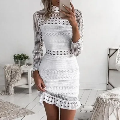 Купить 2140 - Белое ажурное платье Bohemai Tatum | Joom