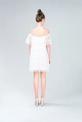 Короткое белое кружевное платье | Платья Коктейльные платья | Купить и  заказать | DL-21915-1_white