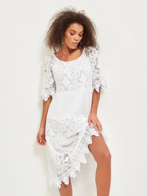 Платье кружевное ажурное летнее белое fiorente 12259538 купить за 4 620 ₽ в  интернет-магазине Wildberries
