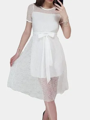 Белое ажурное платье