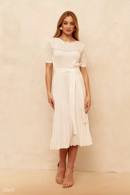 Белое ажурное платье-макси с рюшами и разрезами арт.1839608 - купить в Уфе