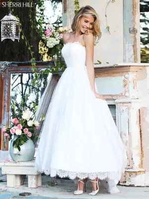 Белое выпускное платье Sherri Hill 50490 ivory ✓ купить в салоне Виктория!