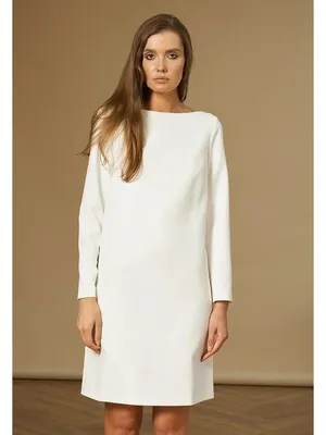 Строгое летнее платье белого цвета (арт. 35597) ♡ интернет-магазин Gepur