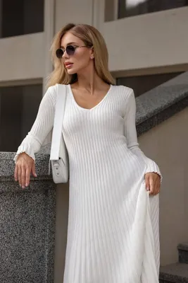 Белое Трикотажное Платье Миди — Купить на BIGL.UA ᐉ Удобная Доставка  (1969566250)