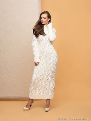 Модное свободное вязаное женское платье с круглым вырезом на пуговицах,  элегантное толстое белое платье-свитер с длинным рукавом, зимнее винтажное  мягкое вязаное платье | AliExpress