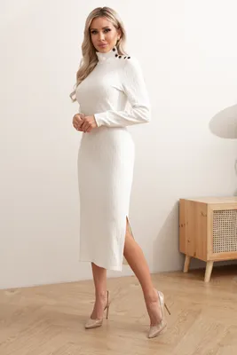 Белое трикотажное платье с разрезами Виталина №10 Val-41962-2 цена-4382 р.  в интернет магазине beauti-full.ru