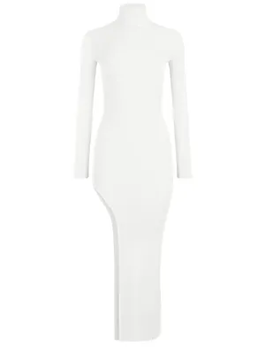 Белое трикотажное платье мини в полоску арт.1880070 - купить в Симферополе