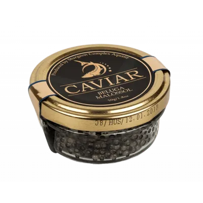 Икра Белуги осетровая 50 г стеклянная банка Акватир | Royal Caviar