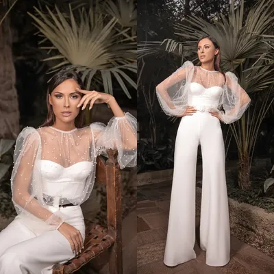 Элегантные женские белые комбинезоны для выпускного вечера, искусственная  иллюзия, вечерняя одежда, сексуальные официальные деловые вечерние платья  для свадебных костюмов | AliExpress