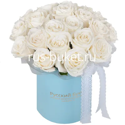 Композиция Белые розы в шляпной коробке» с розами - купить в Махачкале за 6  190 руб