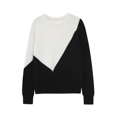Купить черно-белый свитер с круглым вырезом — в Киеве, код товара 28869