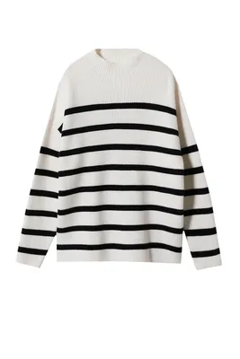 Mango ❤ женский свитер rulons в полоску со скидкой 29%, черно-белый цвет,  размер , цена 99.99 BYN