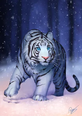 Новогодний белый тигр рисунок - 67 фото