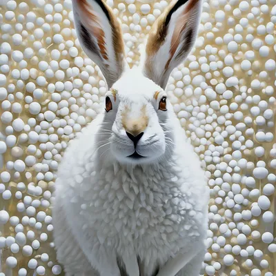 Красивый белый заяц в снегу» — создано в Шедевруме