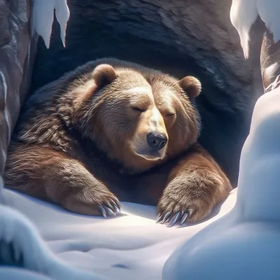 Спящий медведь в берлоге - 50 фото