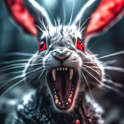 Бешеный кролик с большими красными …» — создано в Шедевруме