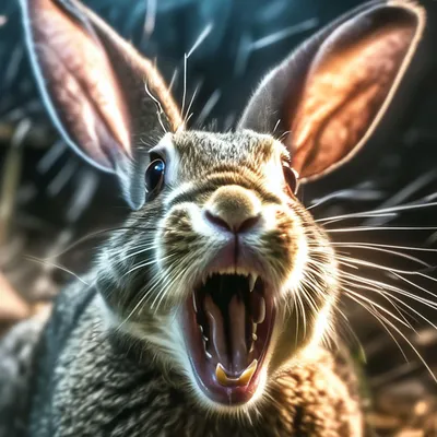 Бешеный кролик, реалистично, крупным …» — создано в Шедевруме