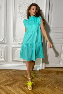 Женская одежда оптом Montella | Красивое бирюзовое платье большого размера
