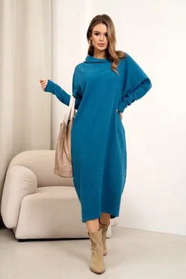 Купить Летнее темно-бирюзовое платье с воланами В751-В751 большого размера  в Украине - интернет-магазин женской одежды BIZERY
