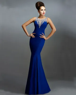 Женское вечернее платье-русалка, синее платье с блестками, со шлейфом, для  выпускного вечера, 2023 | AliExpress