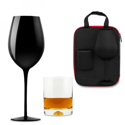 Бокал для вина и виски с футляром для пары, черный цена | pigu.lt