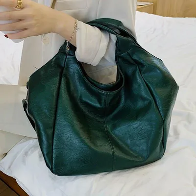 Купить Большие сумки-тоут из мягкой кожи для женщин, новинка 2021 года,  простая сумка-хобо, модная корейская сумка на плечо, женские сумки через  плечо в форме полумесяца | Joom
