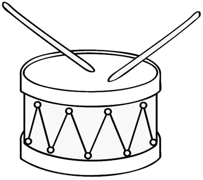 Большой барабан - Музыкальные инструменты. Распечатать или скачать  раскраску бесплатно
